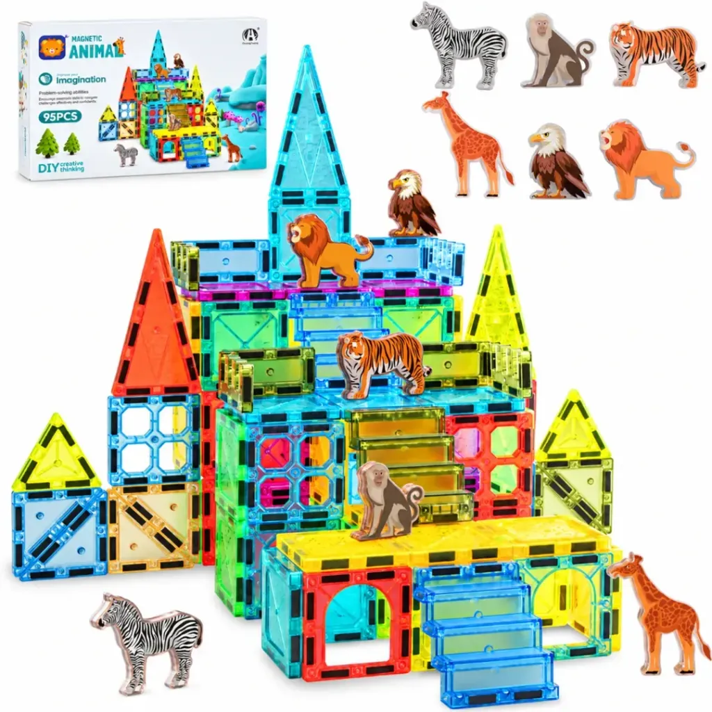 [CH1483] SET DE CONSTRUCCION LEGOS MAGNETICOS Y ANIMALES 95 PCS