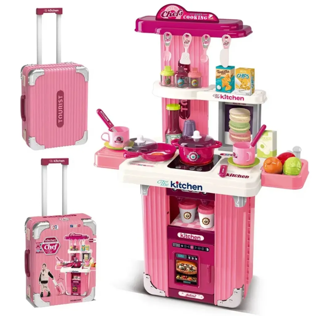 COCINA Y MALETA DE JUGUETE INFANTIL 3 EN 1