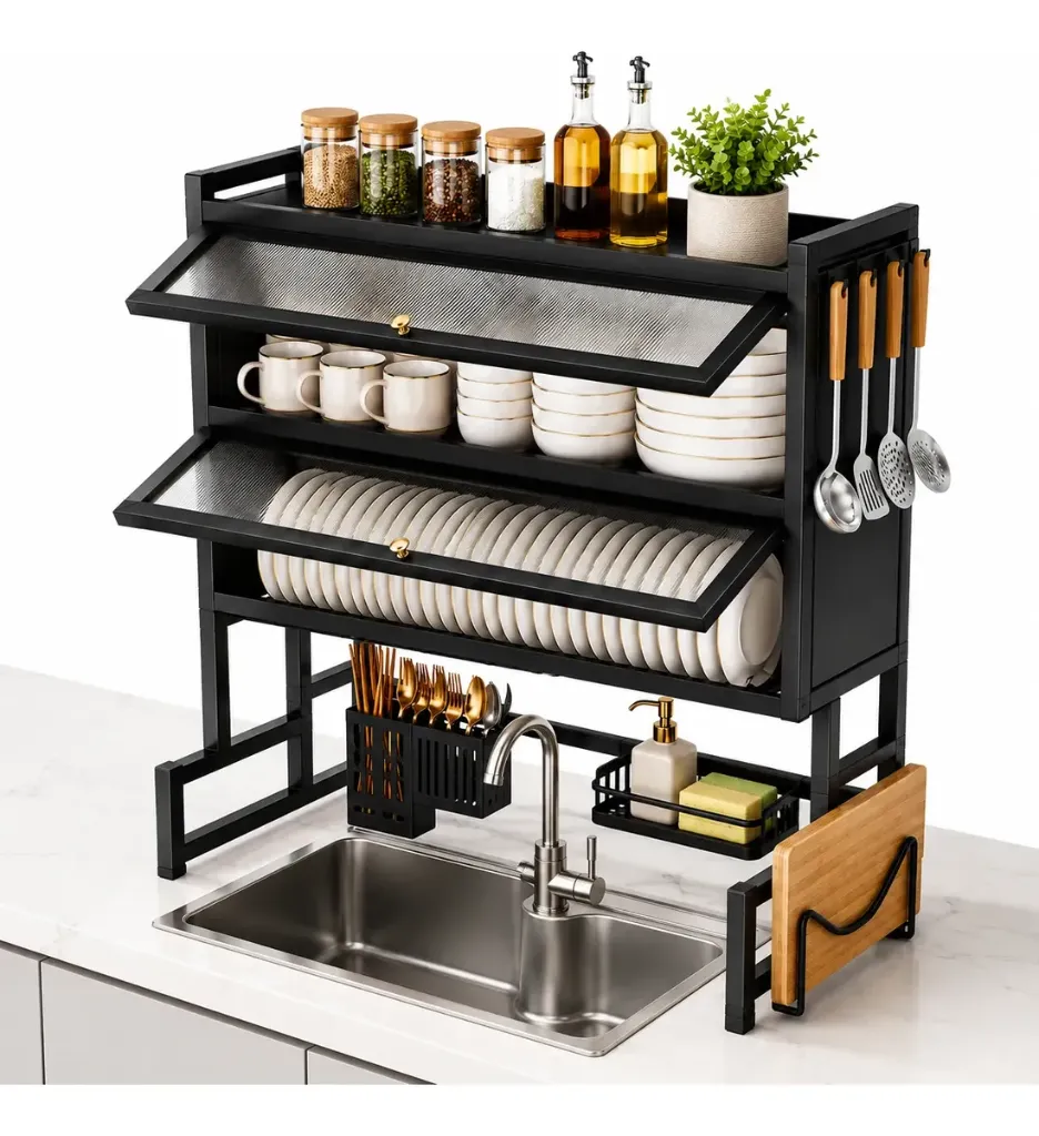 [BOD-HOG-118] PLATERO ESCURRIDOR DOBLE GABINETE ACERO 85CM